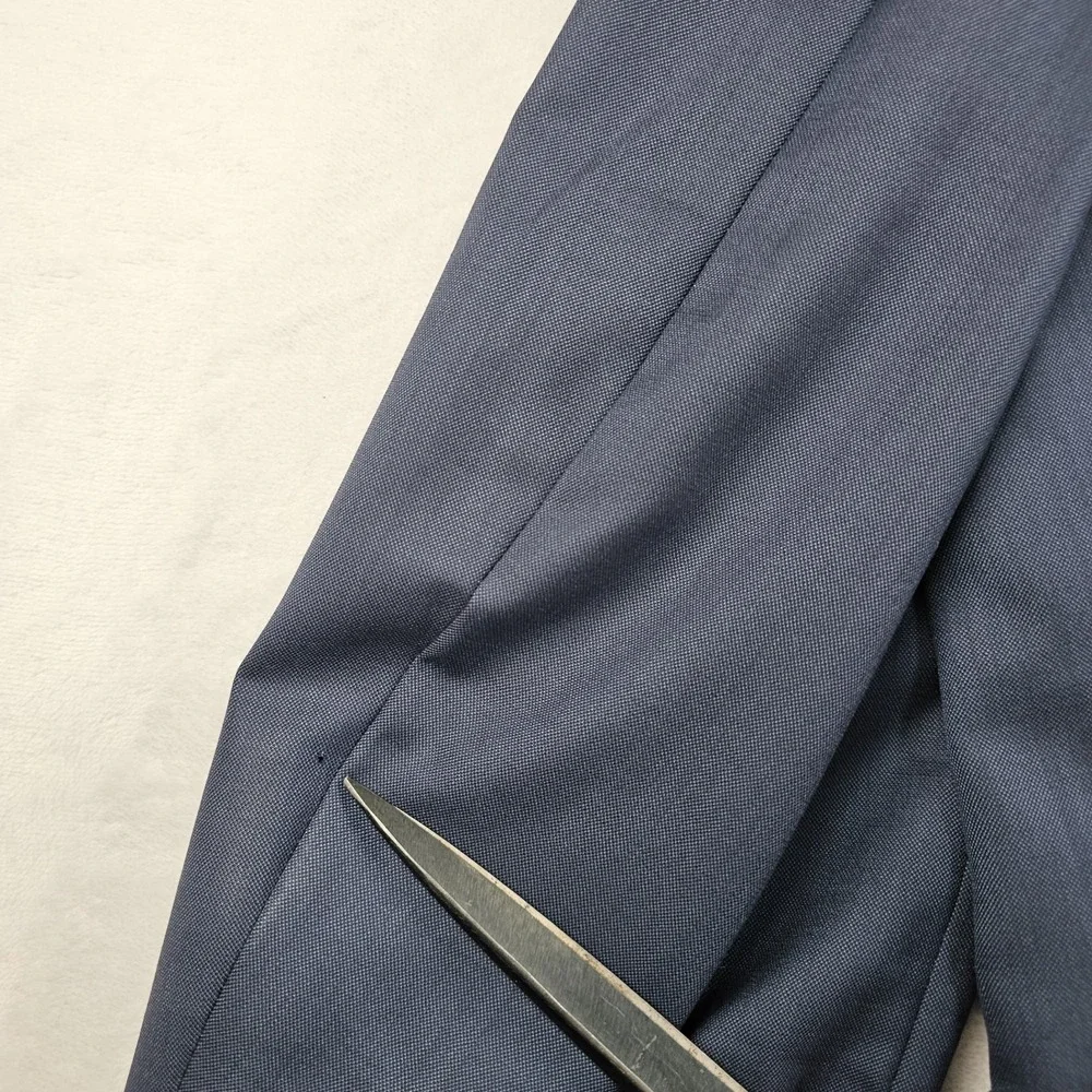 Holland & Sherry Bespoke Blazer Mens 44L Navy Blue Jacket Coat Surgeon Cuffs